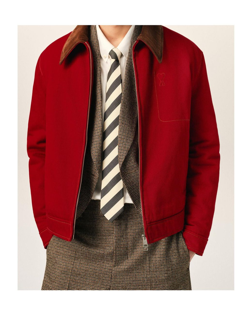 AMI Red Ami Ami De Coeur Zipped Jacket for men
