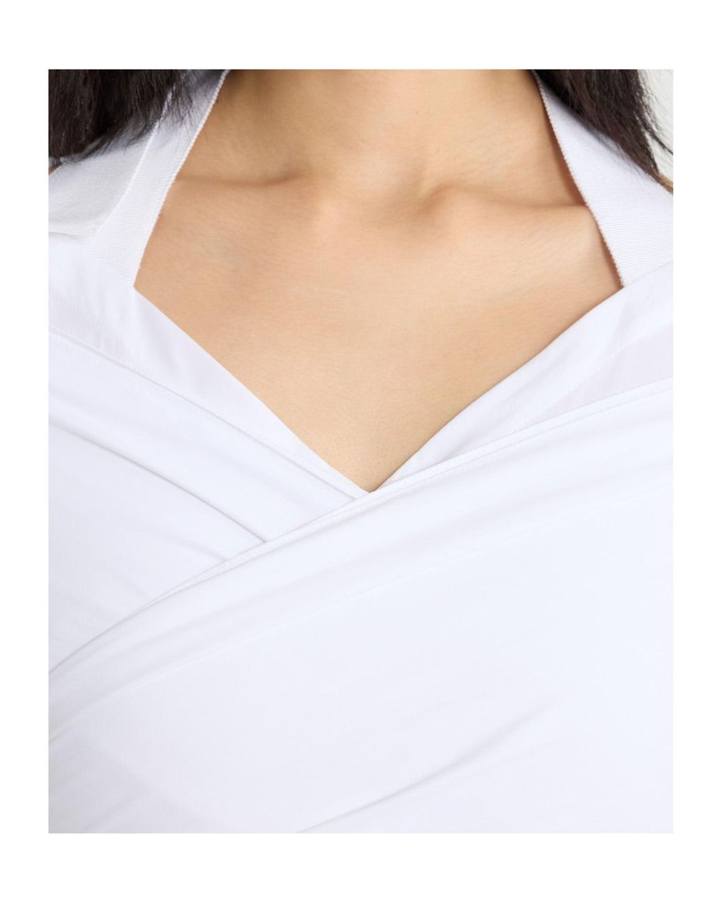 Patou White Wrap-Over Long-Sleeve Top