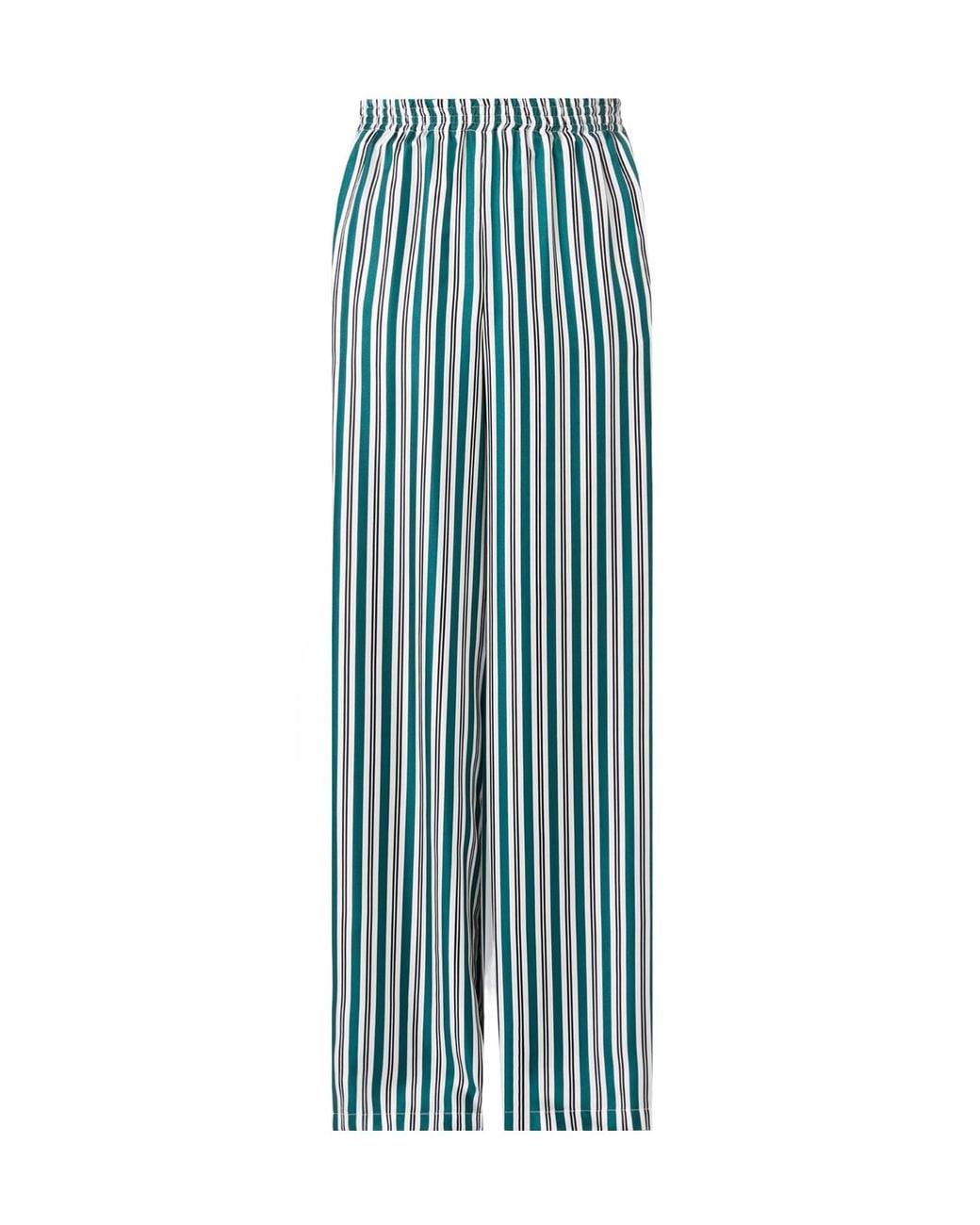 Max Mara Blue Wide-Fit Printed Silk Trousers