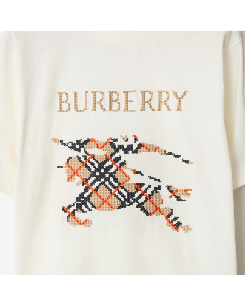 Burberry White Logo Detailed Crewneck T-Shirt for men