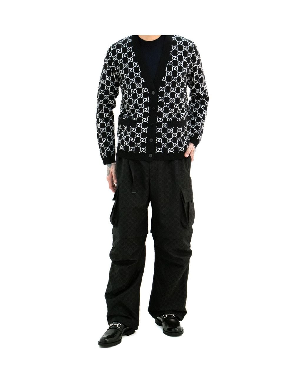 Gucci Black Gg Straight-Leg Cargo Pants for men