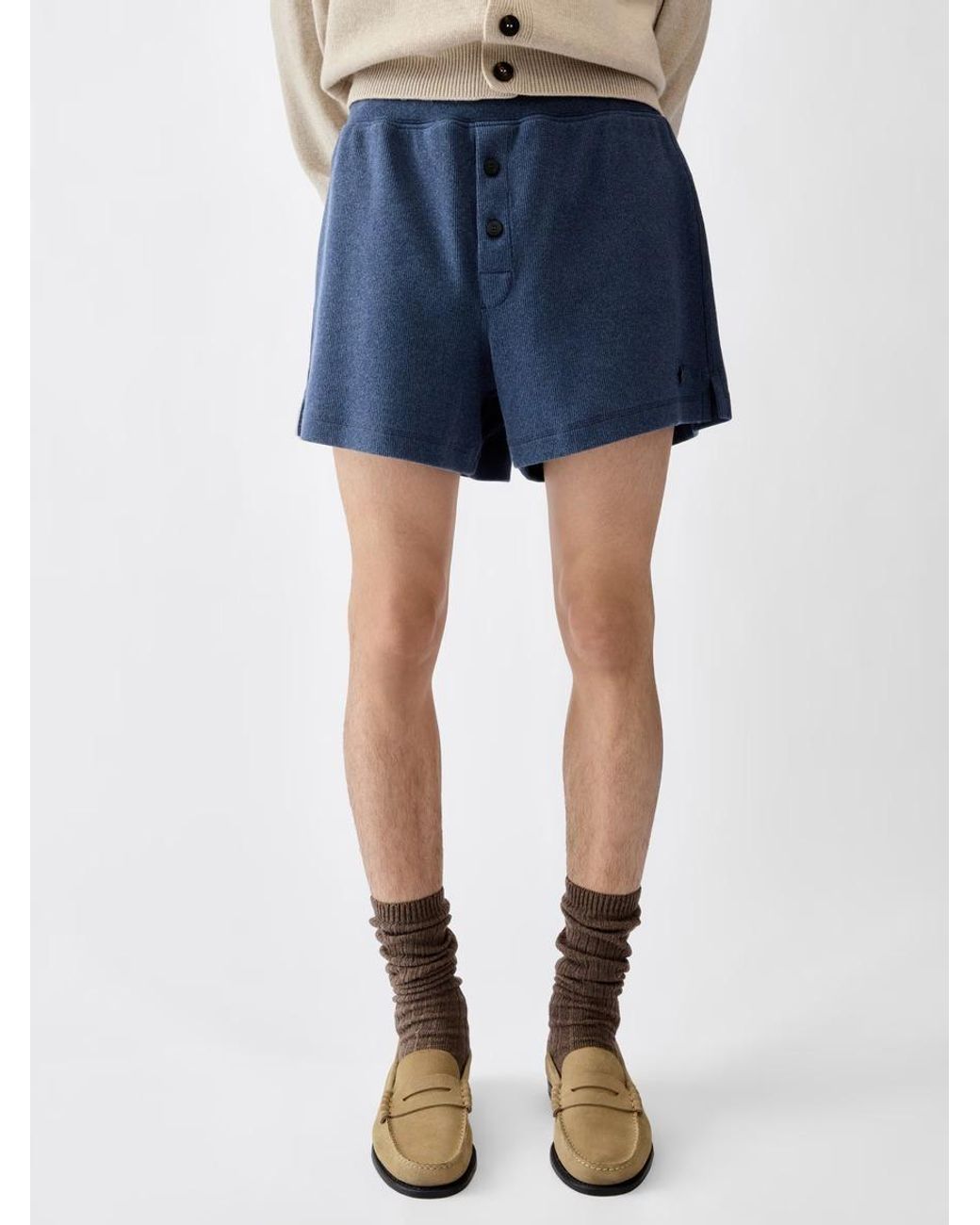 Jacquemus Blue Tricot Button-Front Shorts for men