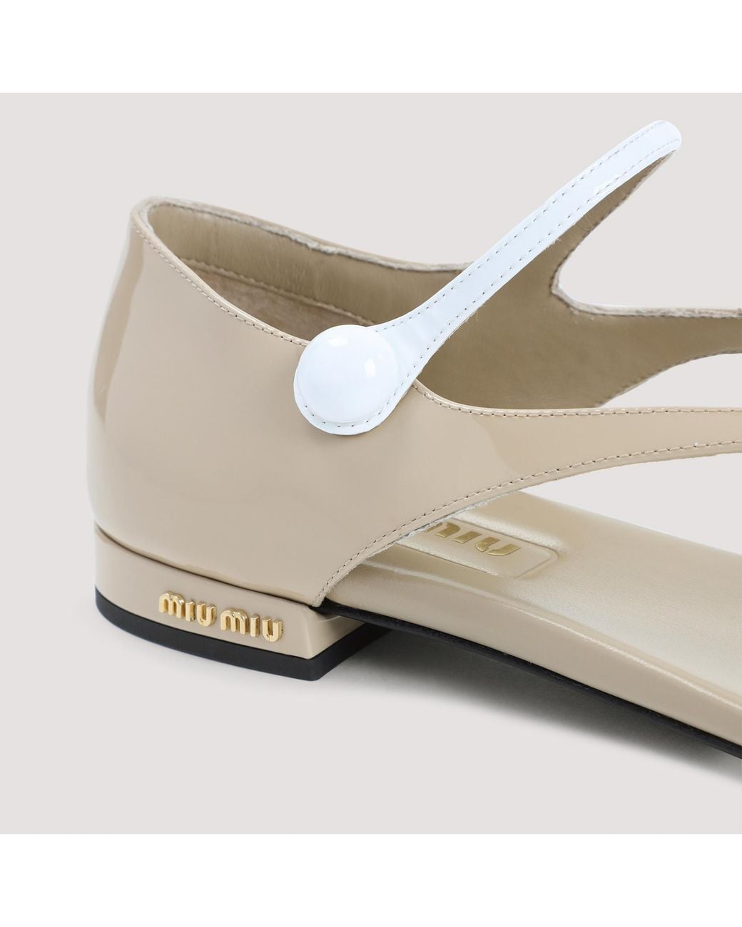 Miu Miu White Two-Tone Patent-Leather Sandals