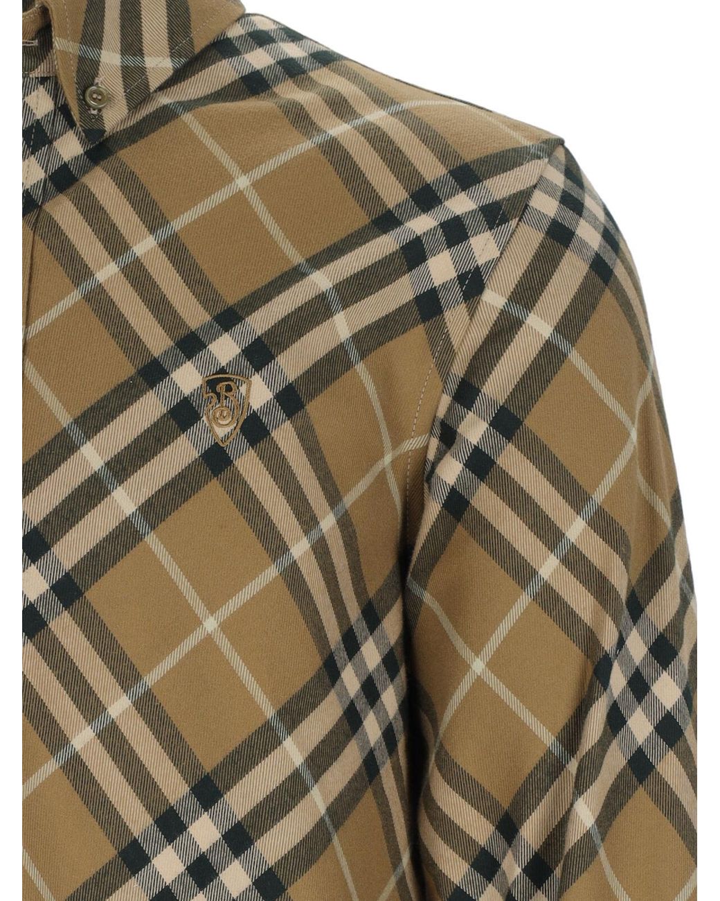 Burberry Green Checked Long-Sleeved Shirt for men