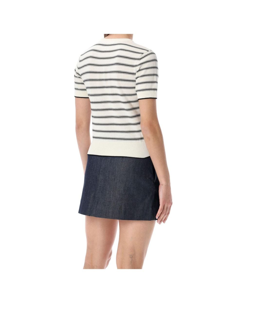 A.P.C. Brown Striped Ribbed Top