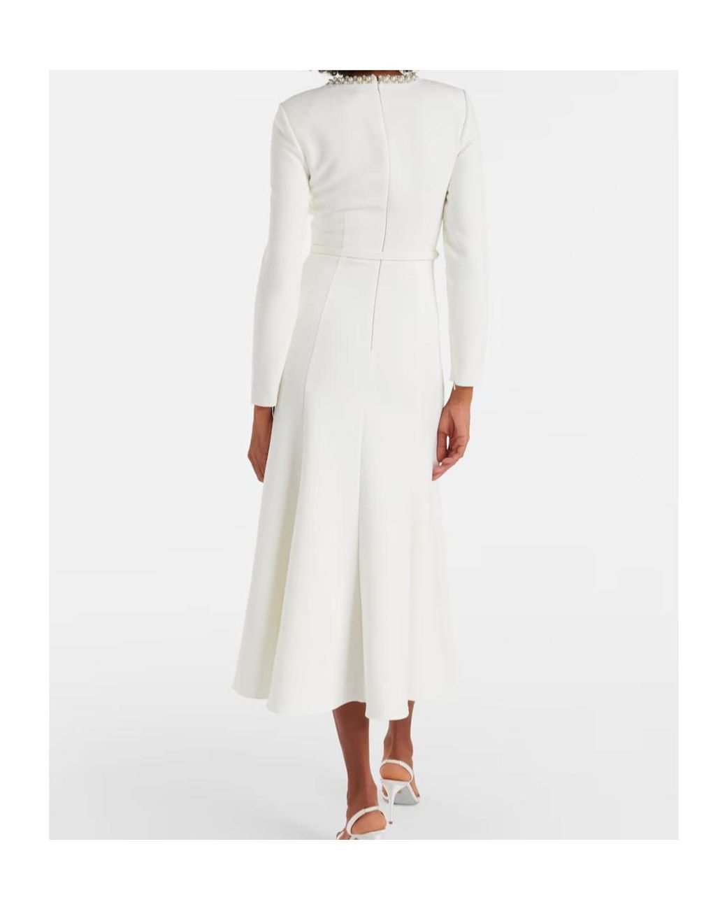 Roland Mouret White Crystal-Embellished Crepe Cocktail Dress