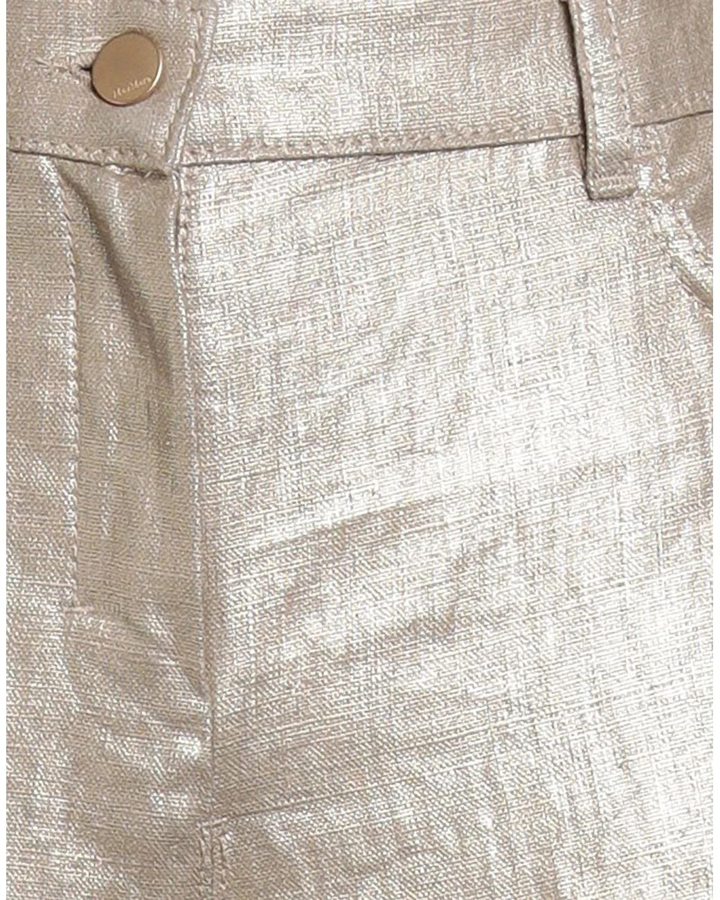 Max Mara Gray Metallic Straight-Leg Pants