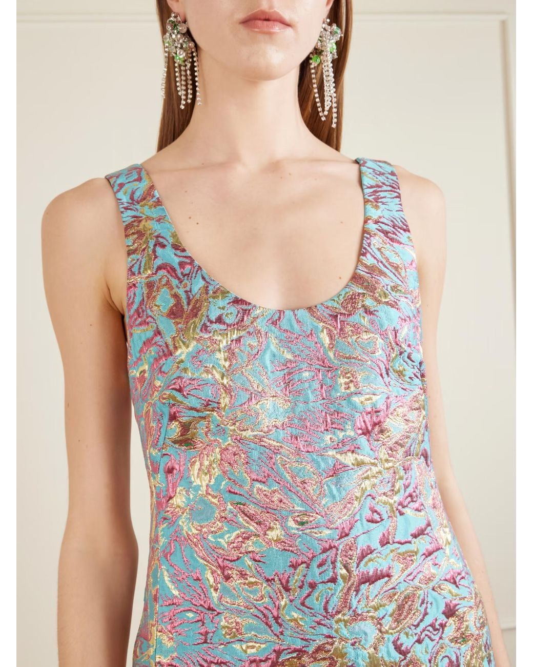 Dries Van Noten Purple Sleeveless Jacquard Dress