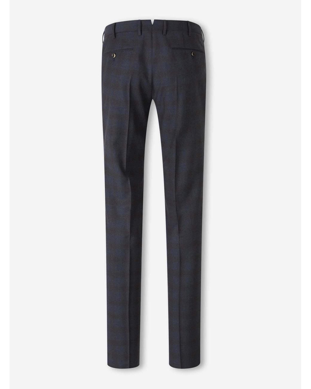 Pt Pantaloni Blue Wool Plaid Trousers for men