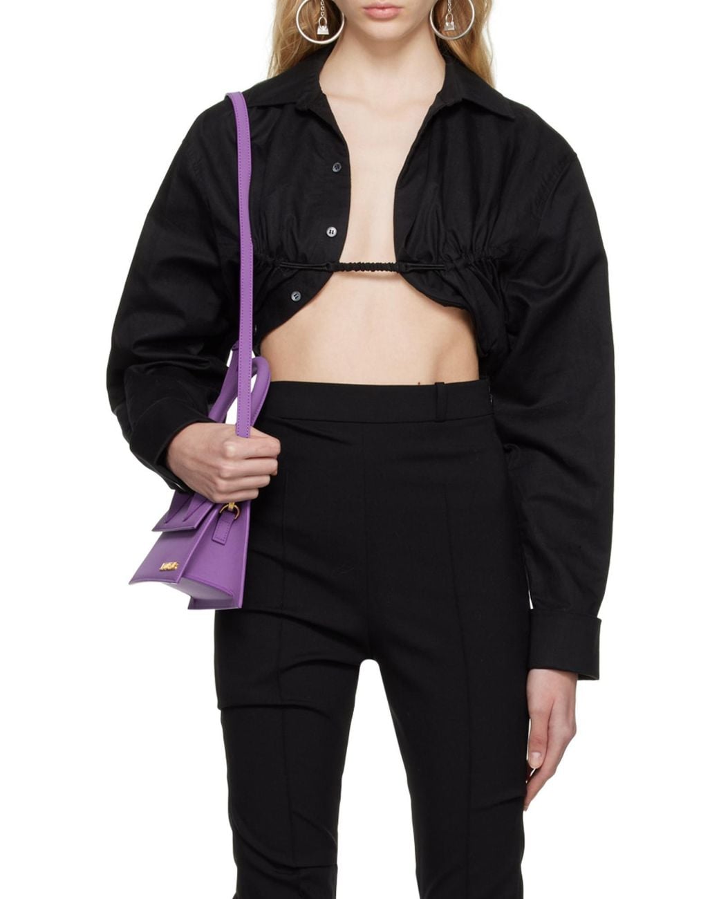 Jacquemus Black Machou Cropped Long-Sleeved Top