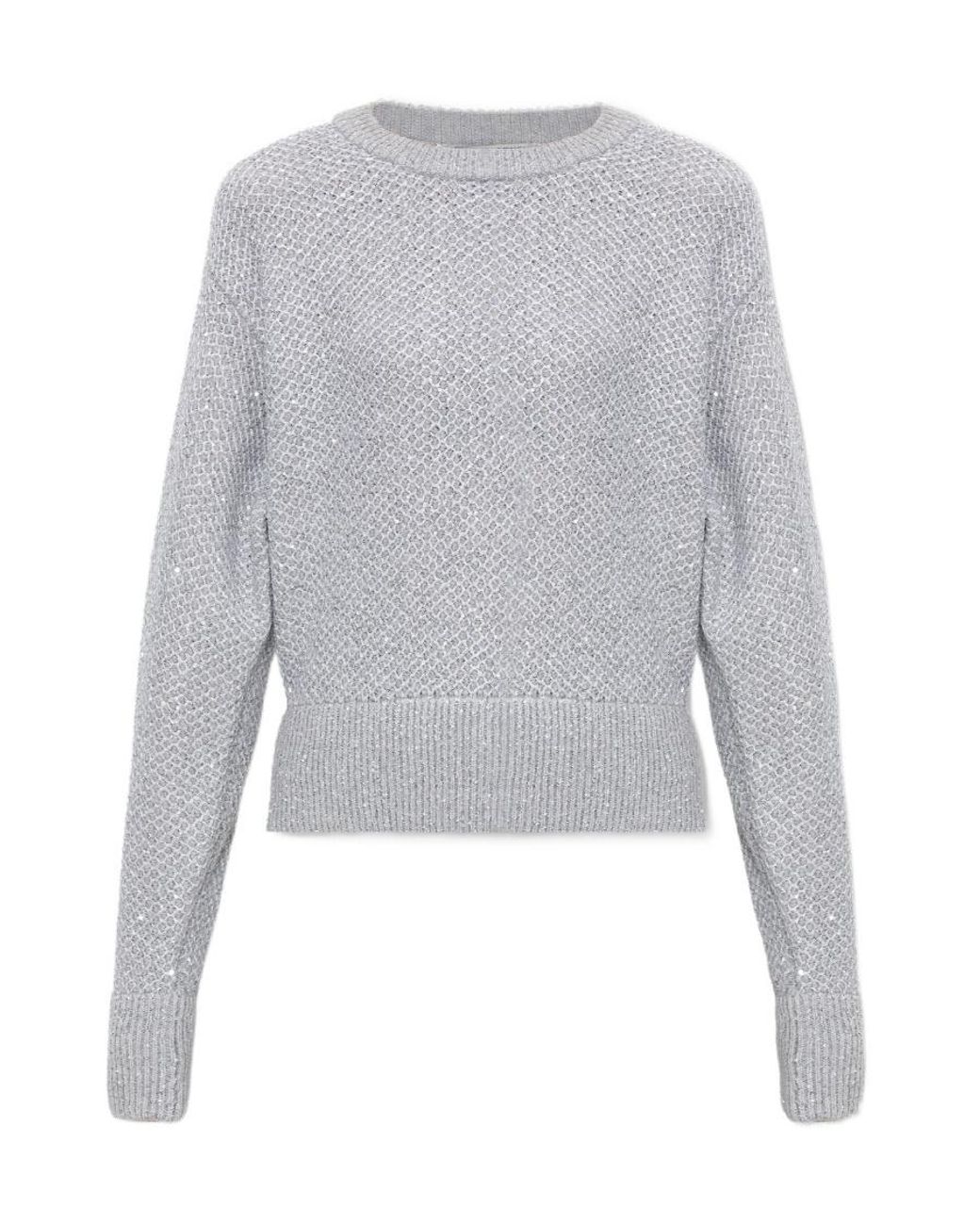 Stella McCartney Gray Sequin-Embellished Crewneck Jumper