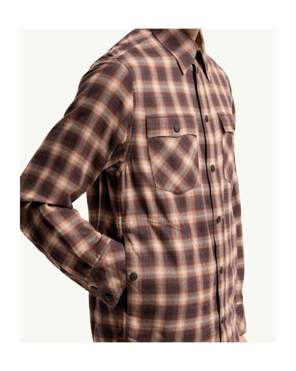 Moncler Brown Check Cotton Blend Long Sleeve Shirt for men