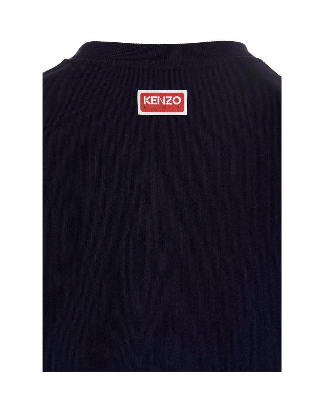 KENZO Blue Logo Printed Crewneck Sweatshirt