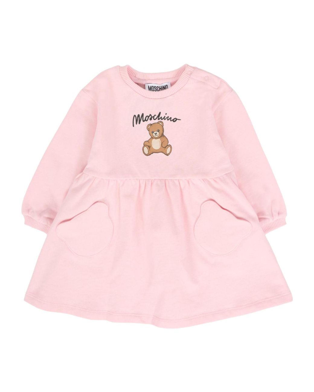 Moschino Pink Teddy-Print Gathered Dress