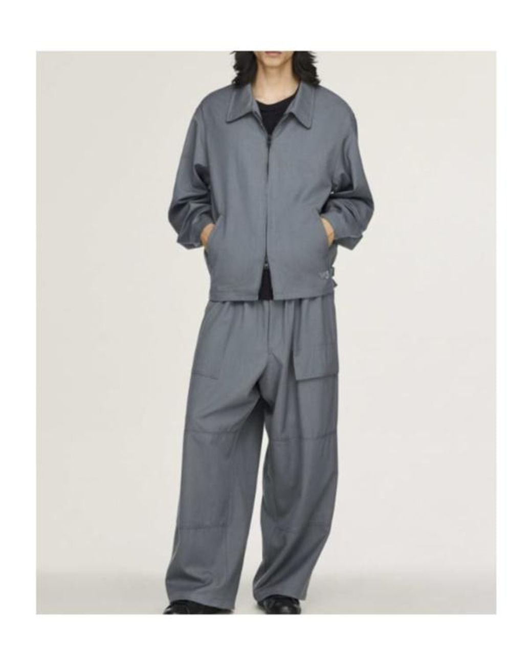 Y-3 Gray Zip-Up Logo-Print Jacket for men