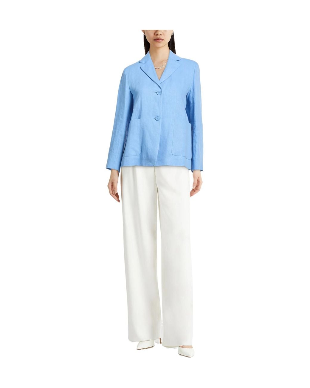 Max Mara Blue Minimalist Single-Breasted Blazer