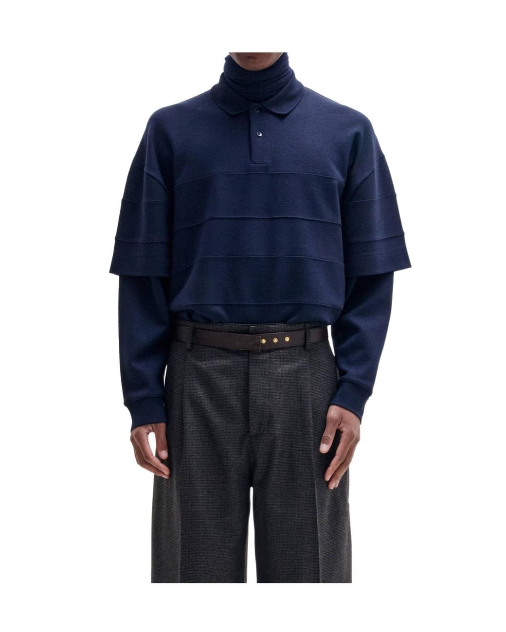 DARKPARK Blue Zack Double Sleeve Stripes Polo Shirt for men