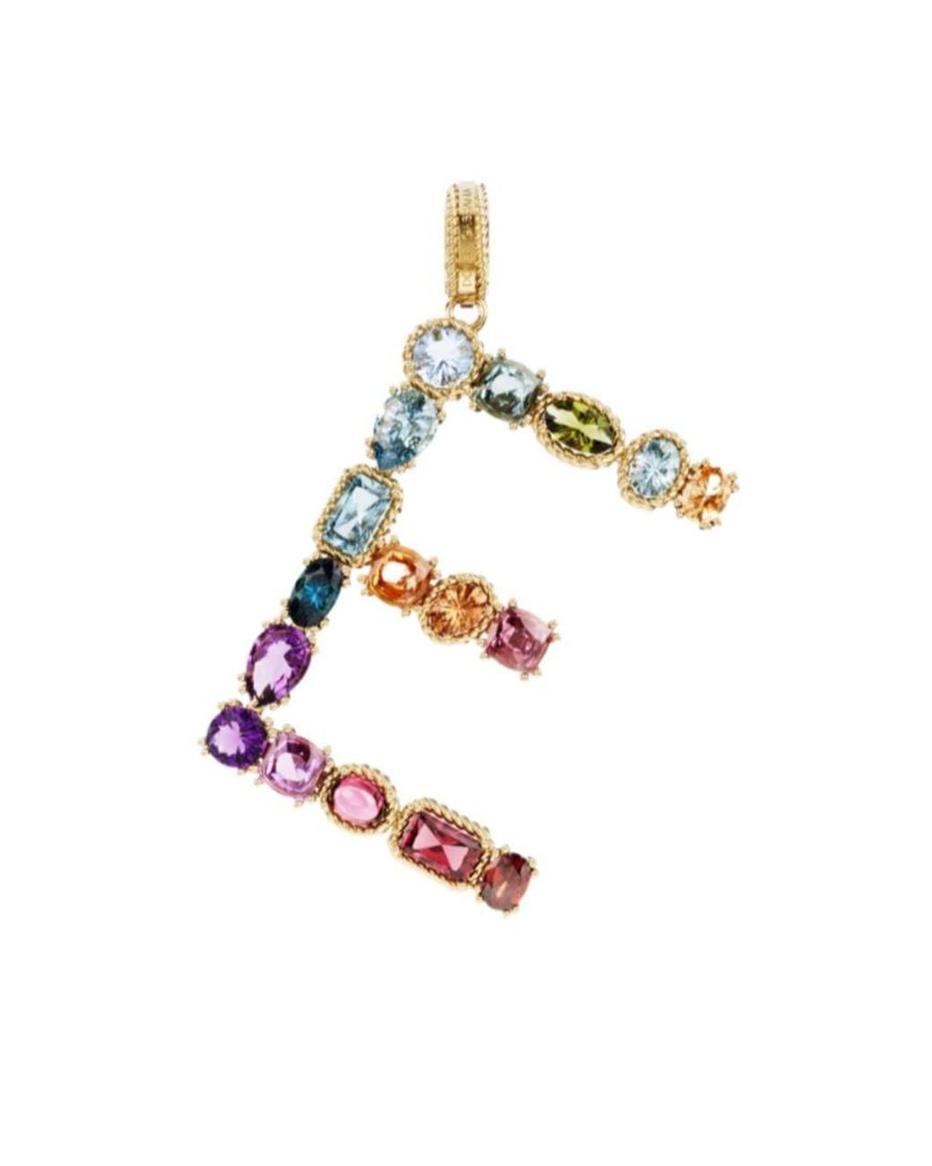 Dolce & Gabbana White 18Kt E Letter Gemstone Pendant