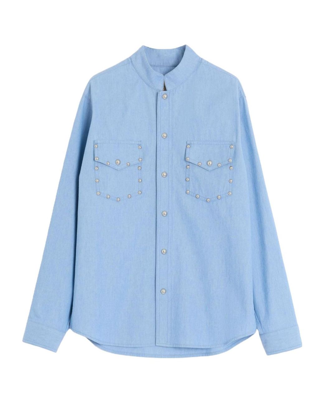 Valentino Blue Denim Shirt With Cabochons for men