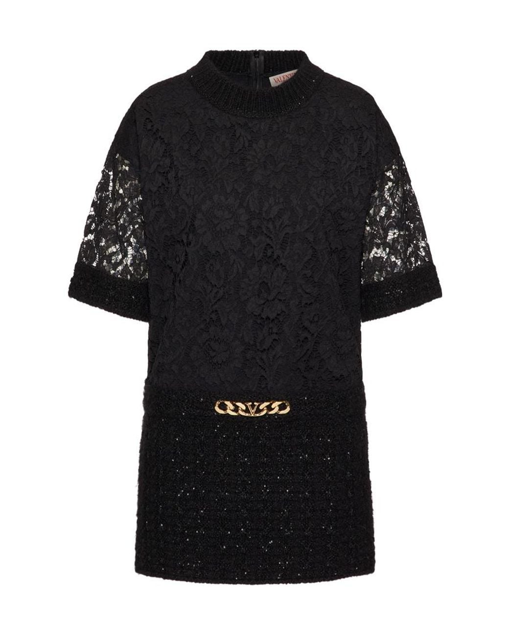 Valentino Black Vlogo Chain Short Dress