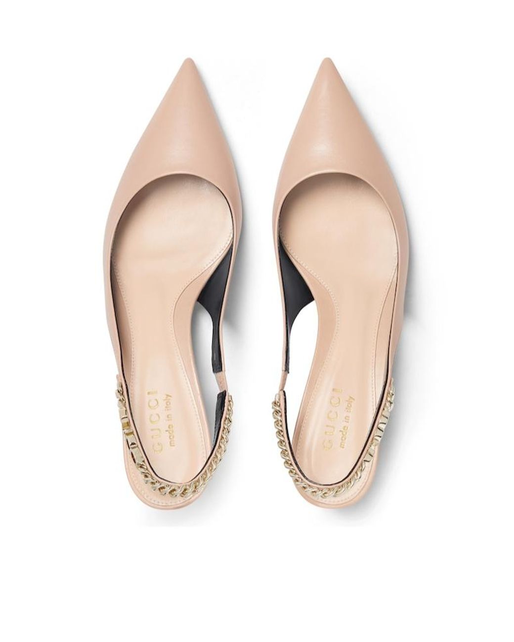 Gucci Natural Signoria Logo Plaque Slingback Pumps