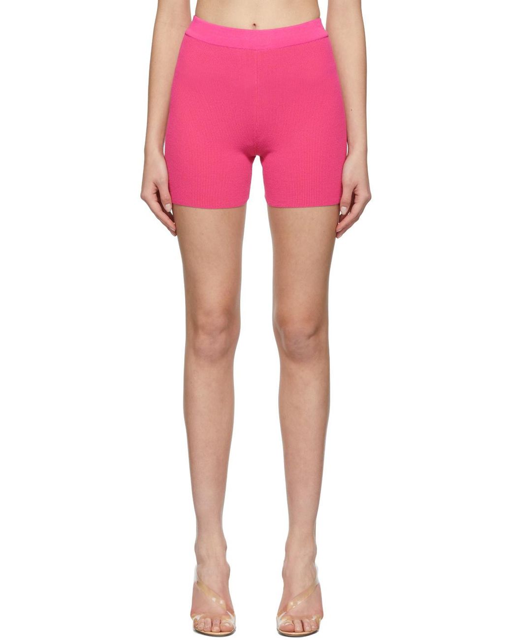 Jacquemus Pink High-Waisted Ribbed Knit Shorts