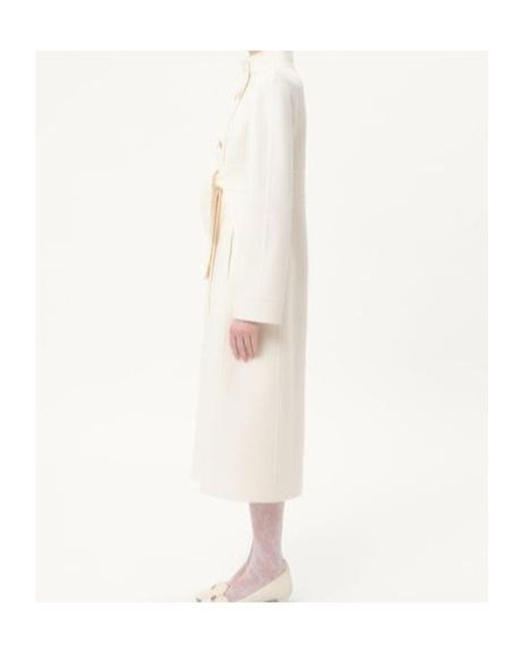 Valentino White Double-Breasted High Neck Coat