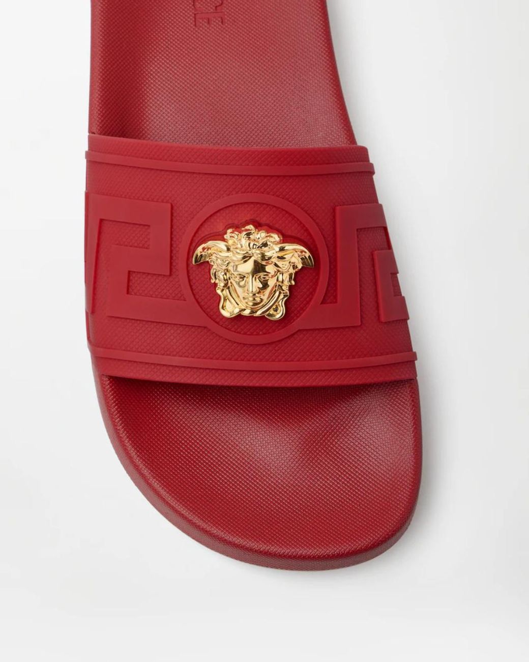 Versace Red Medusa-Motif Open-Toe Slippers for men