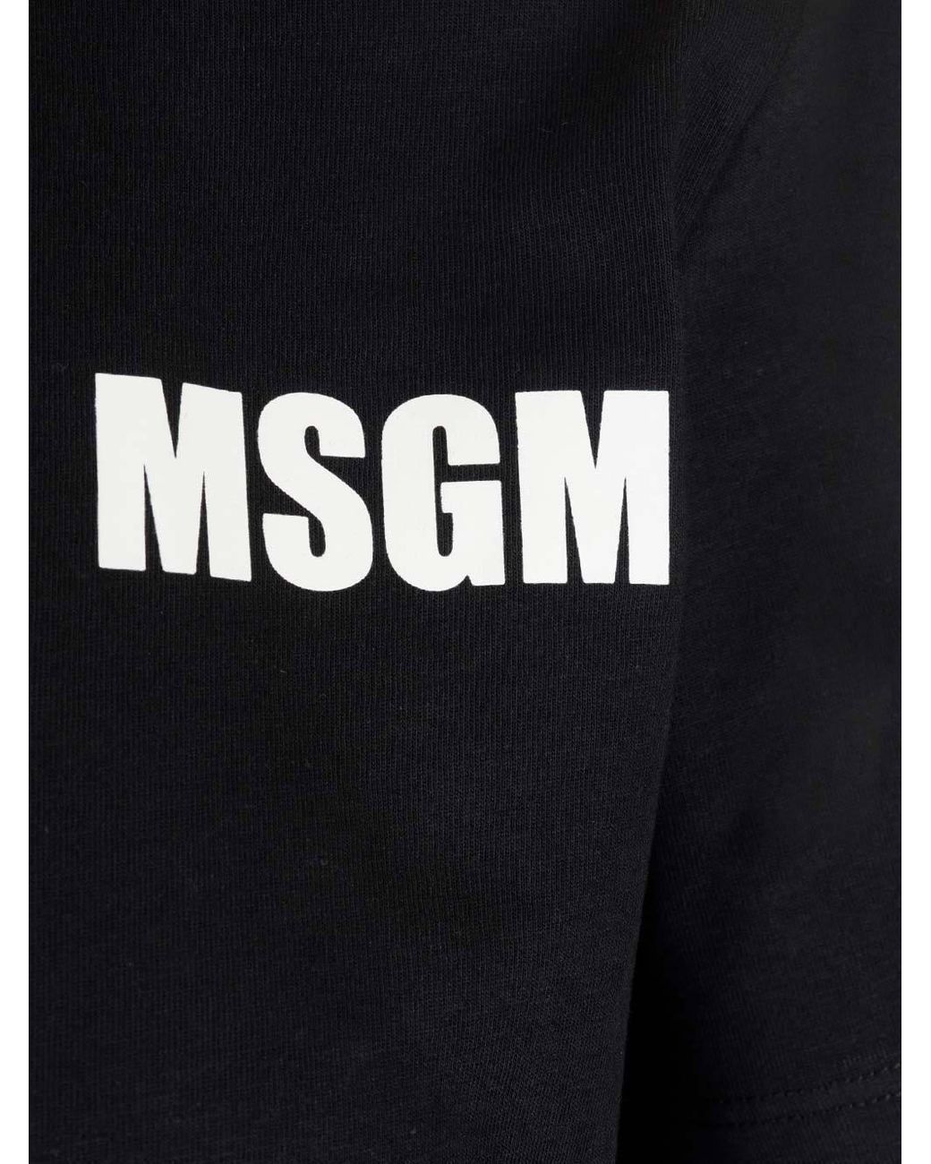 MSGM Black Logo Printed Crewneck T-Shirt