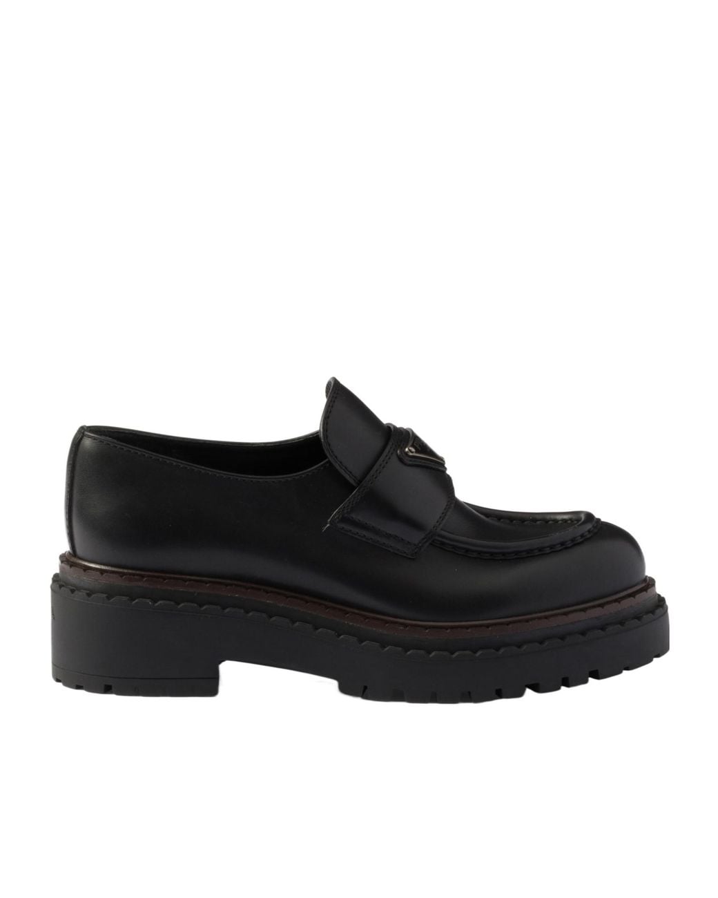 Prada Black Triangle-Logo Slip-On Loafers