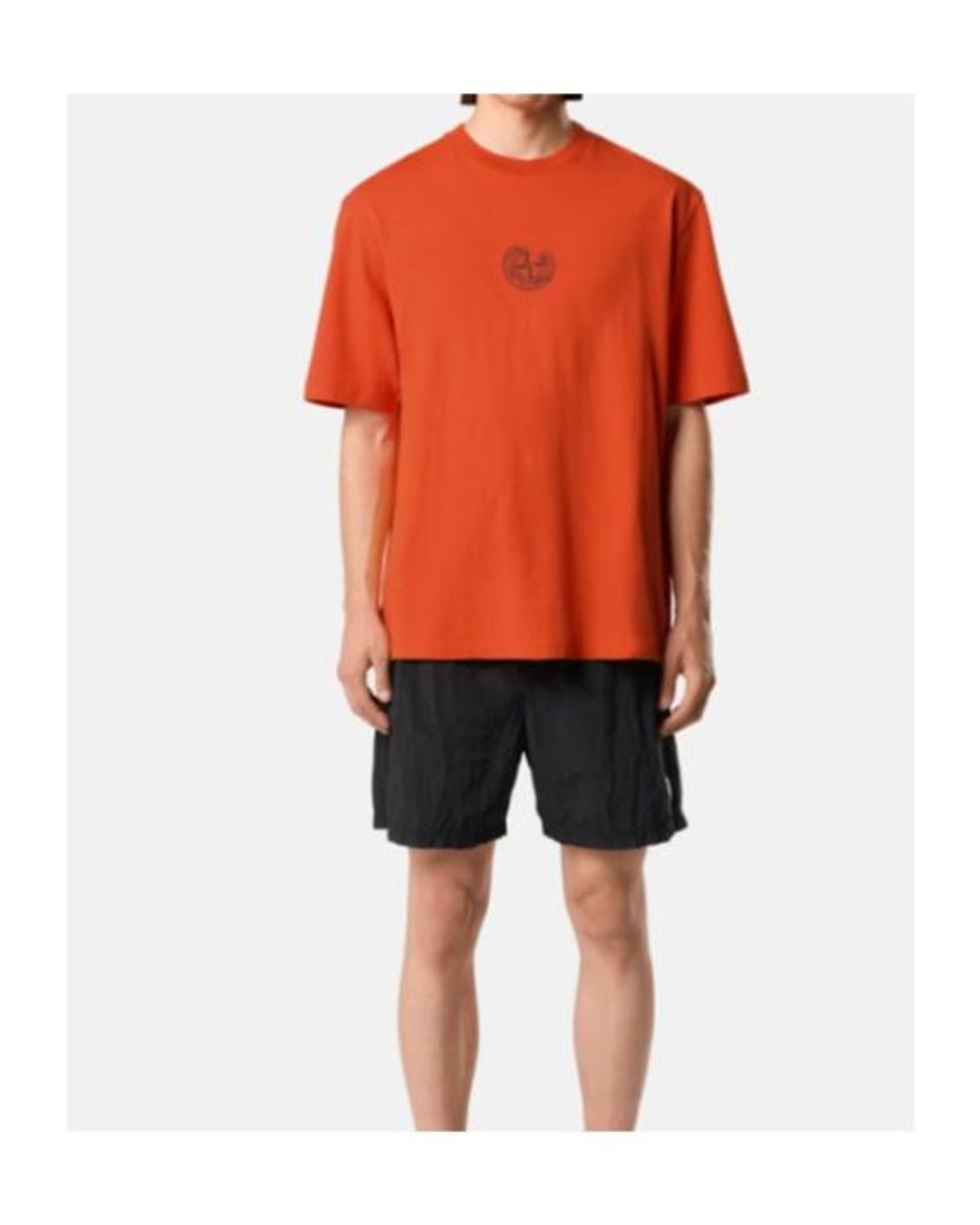 Stone Island Orange Regular-Fit T-Shirt With Vertical Placement Print for men