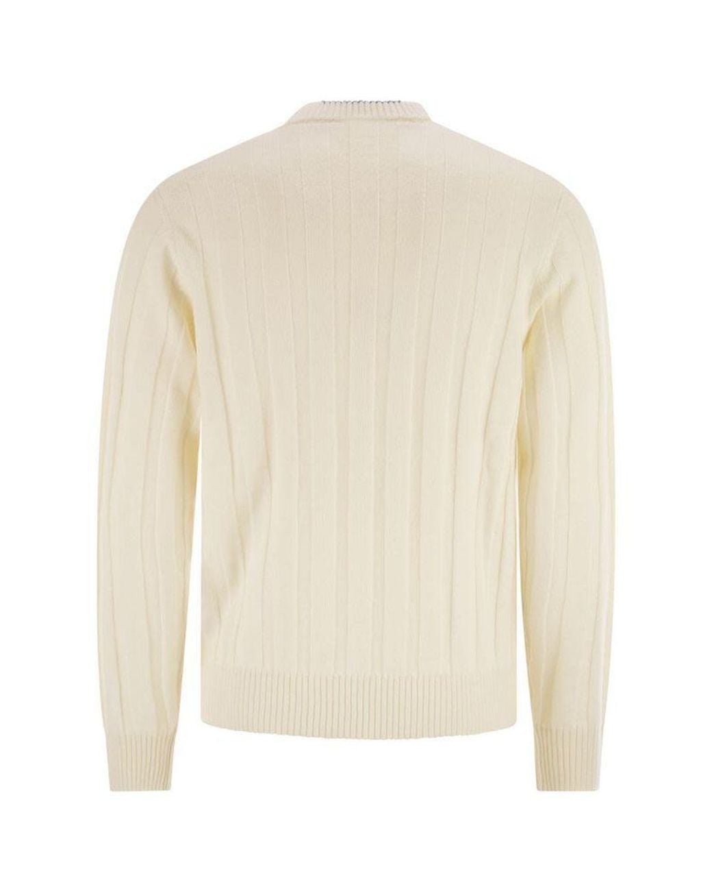 Peserico White Ribbed Crew-Neck Sweater for men