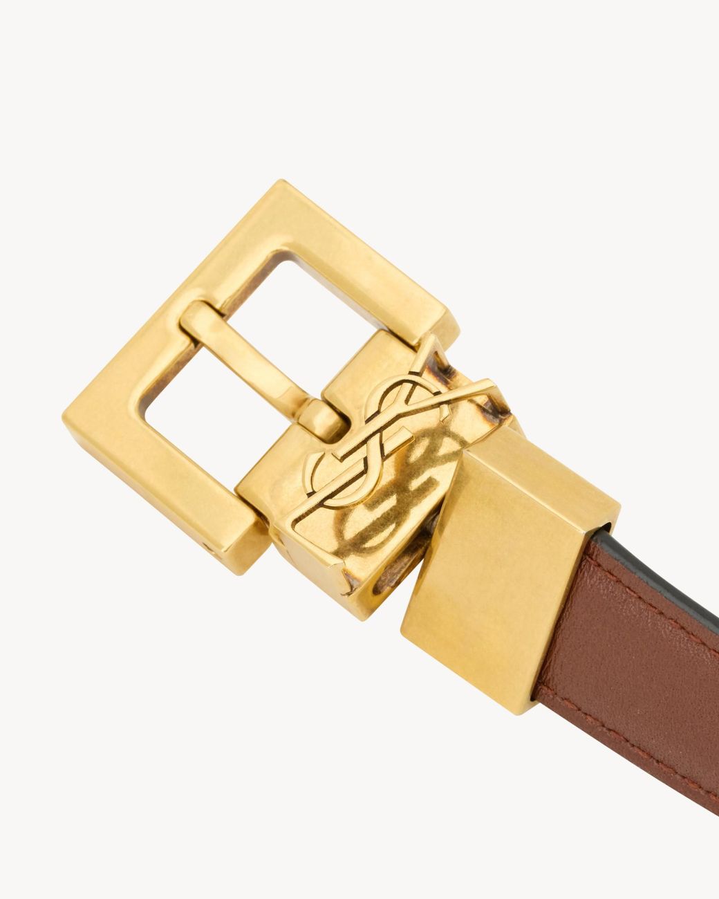 Saint Laurent White Reversible Belt