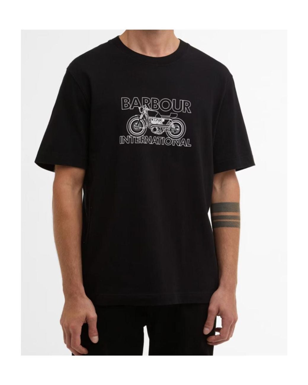 Barbour Black Motorcycle Graphic T-Shirt for men