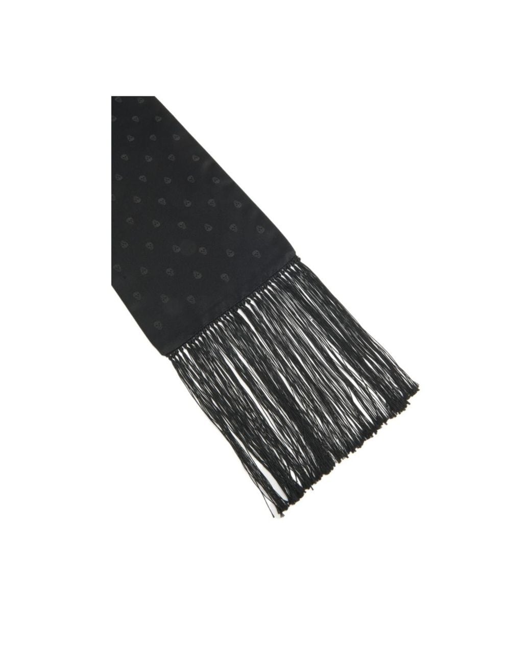 McQueen Black Skull Fringed-Edge Scarf for men