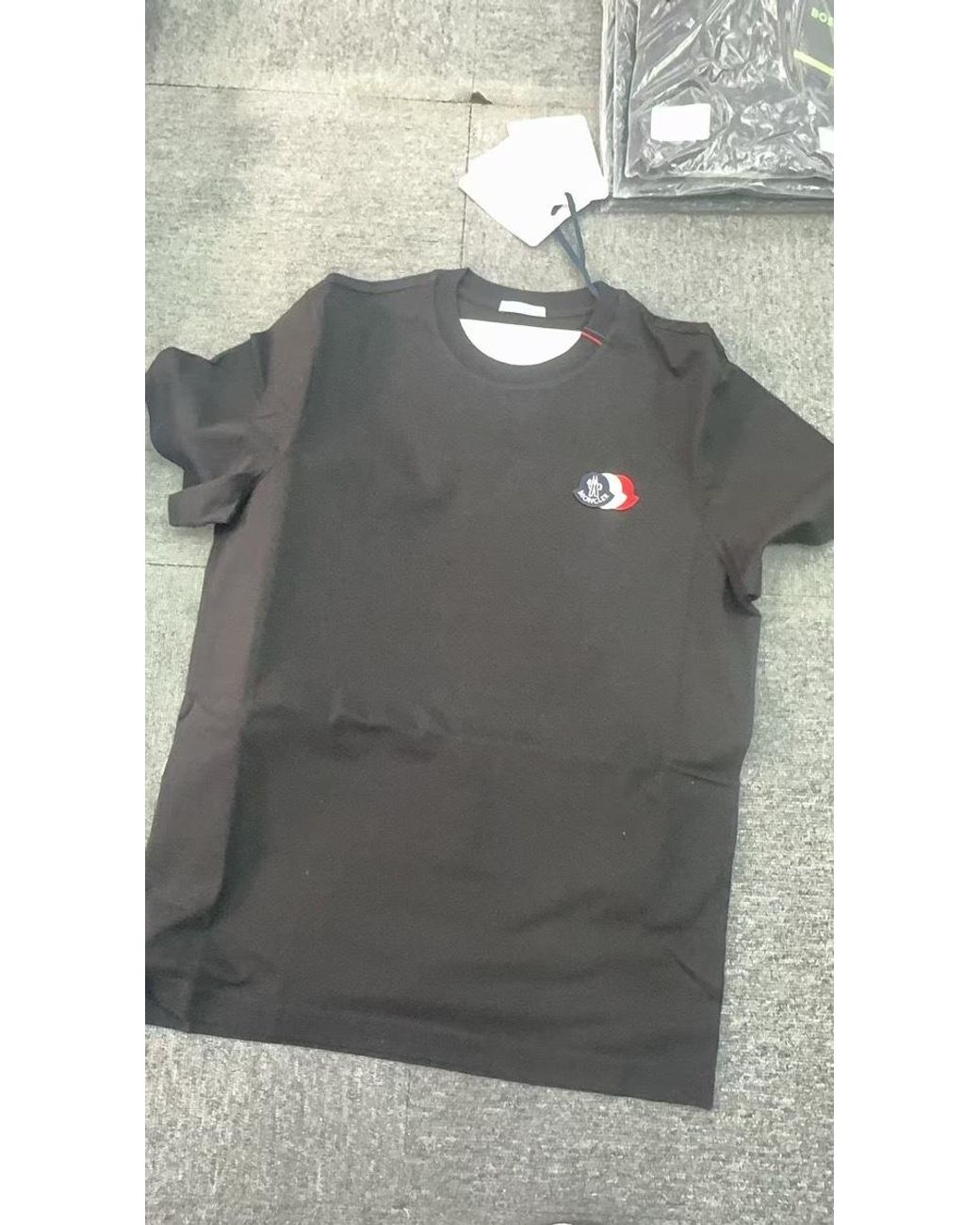 Moncler Black Logo Patch Crewneck T-Shirt for men