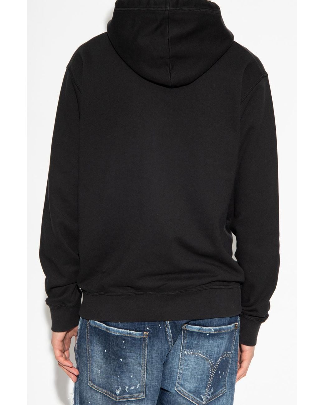 DSquared² Black Logo Printed Drawstring Hoodie for men