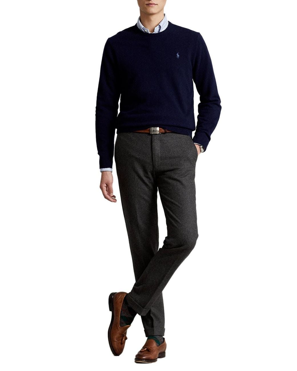 Polo Ralph Lauren Blue Round Collar Long Sleeve Sweater for men