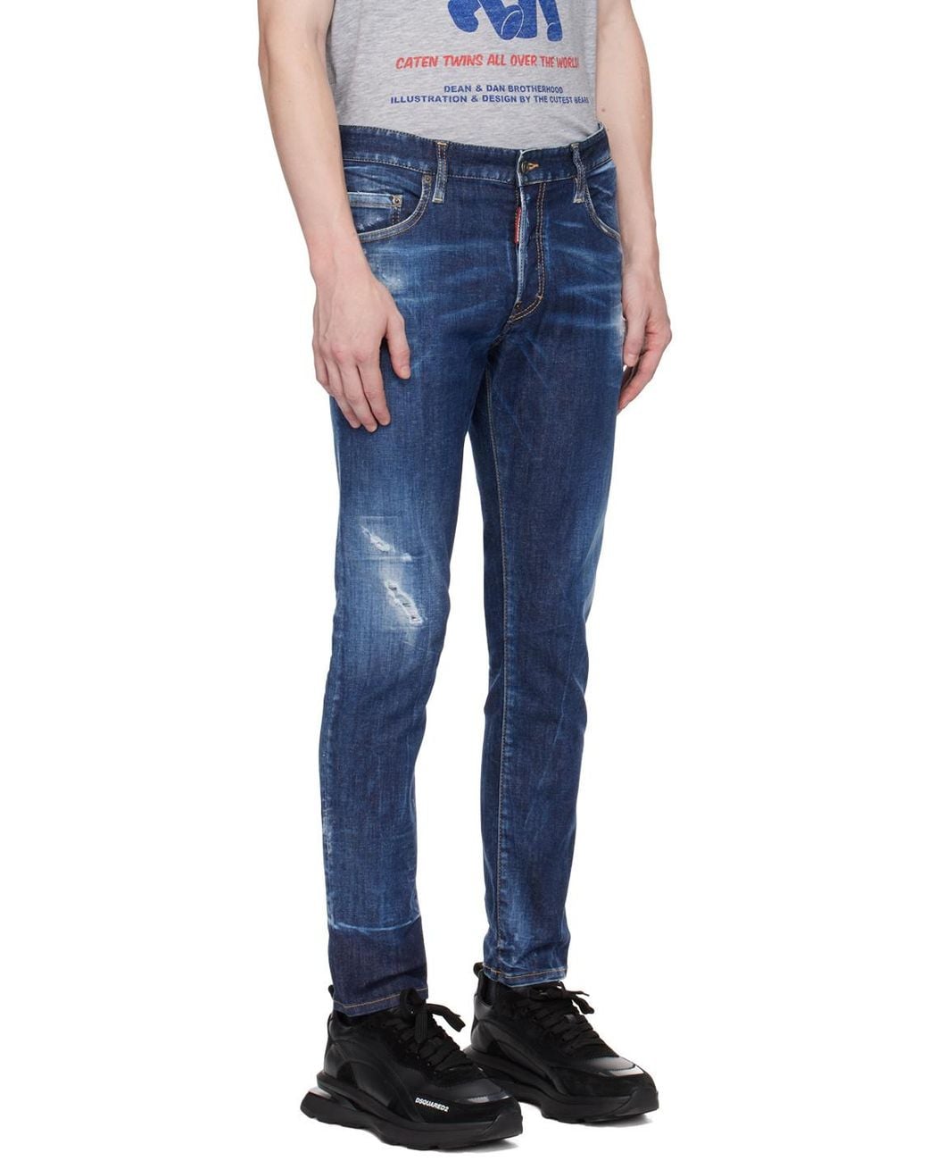 DSquared² Blue Slim Fit Distressed Jeans for men