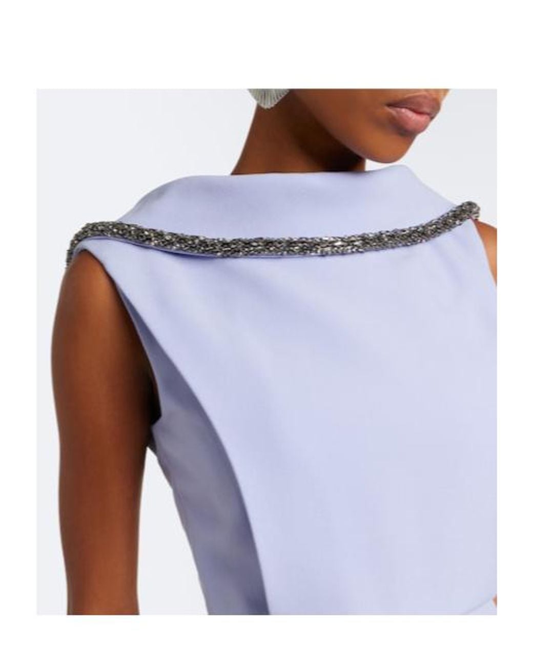 Roland Mouret Purple Crystal-Embellished Neckline Maxi Dress