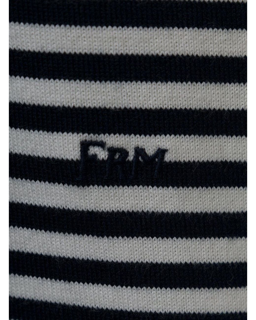 FRAME Black Striped Round-Necked T-Shirt