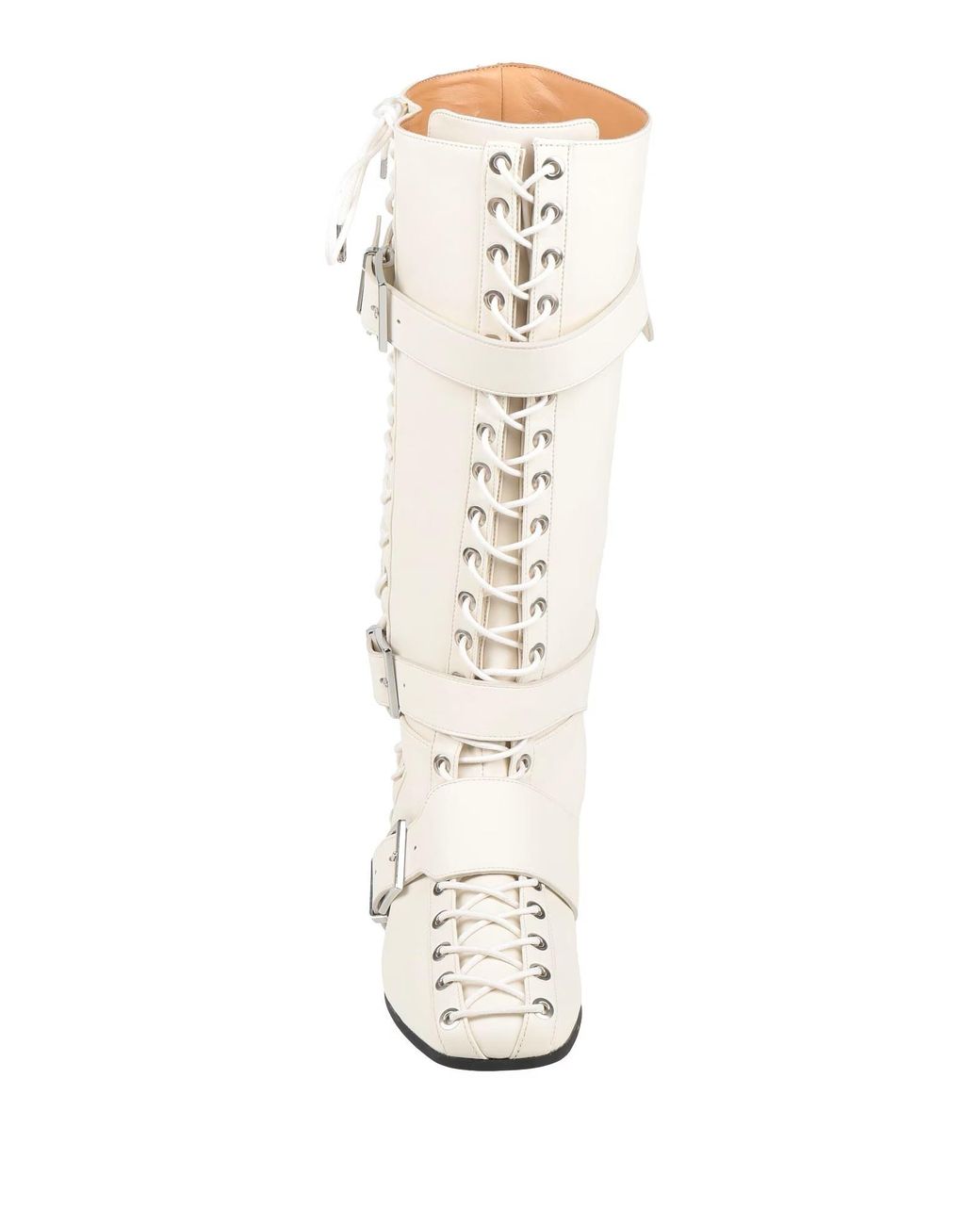 Ganni White Fashion Lace-Up Square-Toe Boots