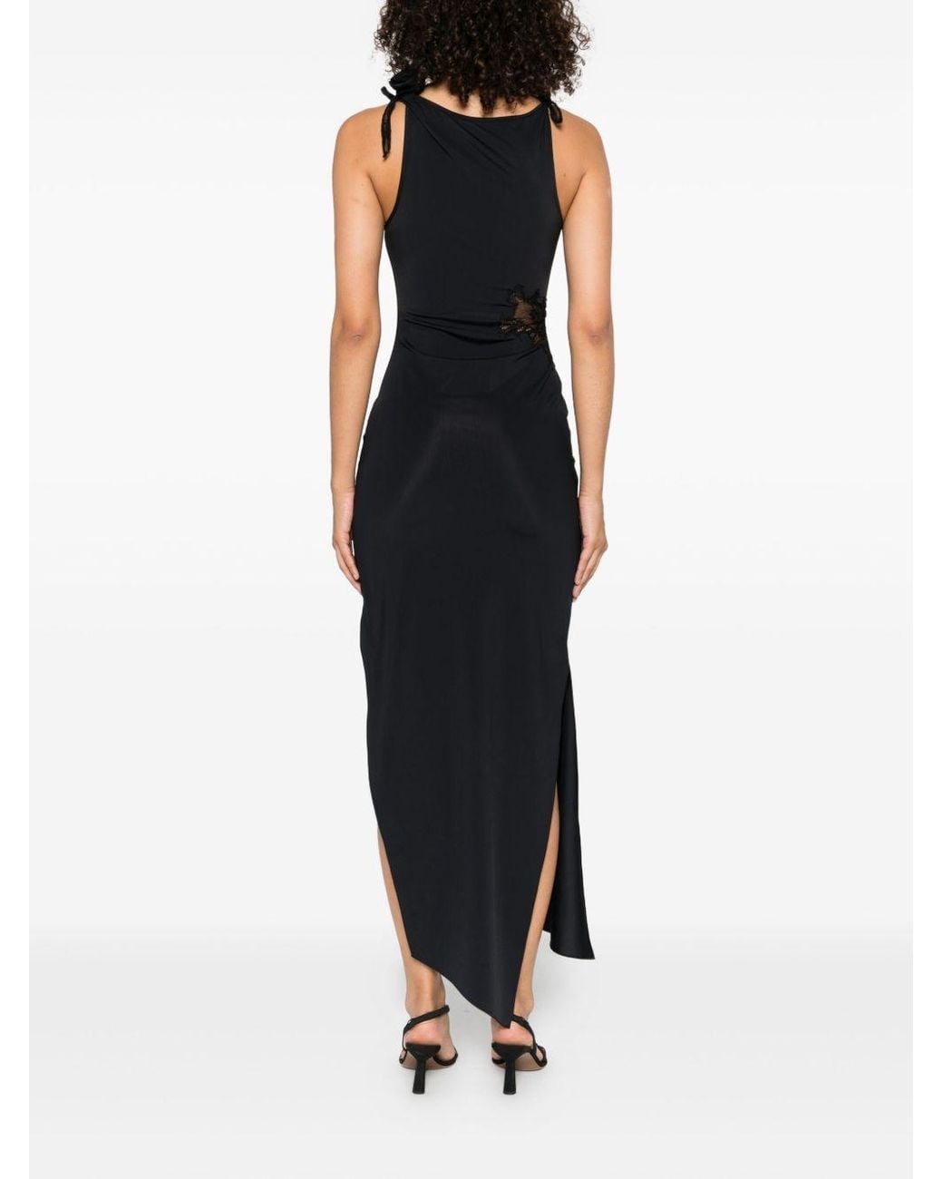 Coperni Black Lace Asymmetrical Maxi Dress