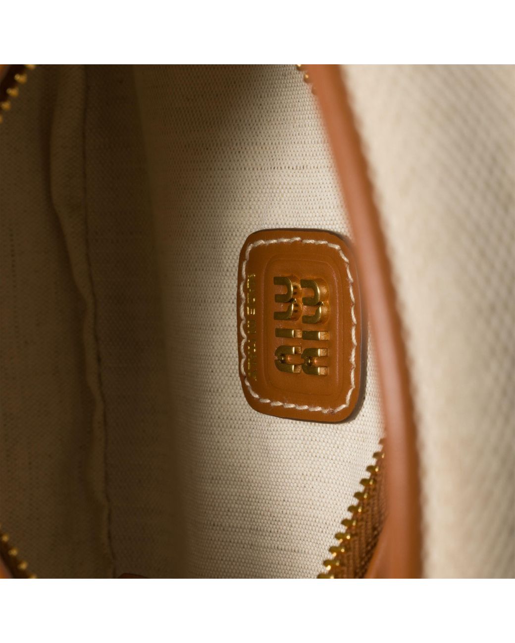 Miu Miu Natural Wander Canvas And Leather Bag