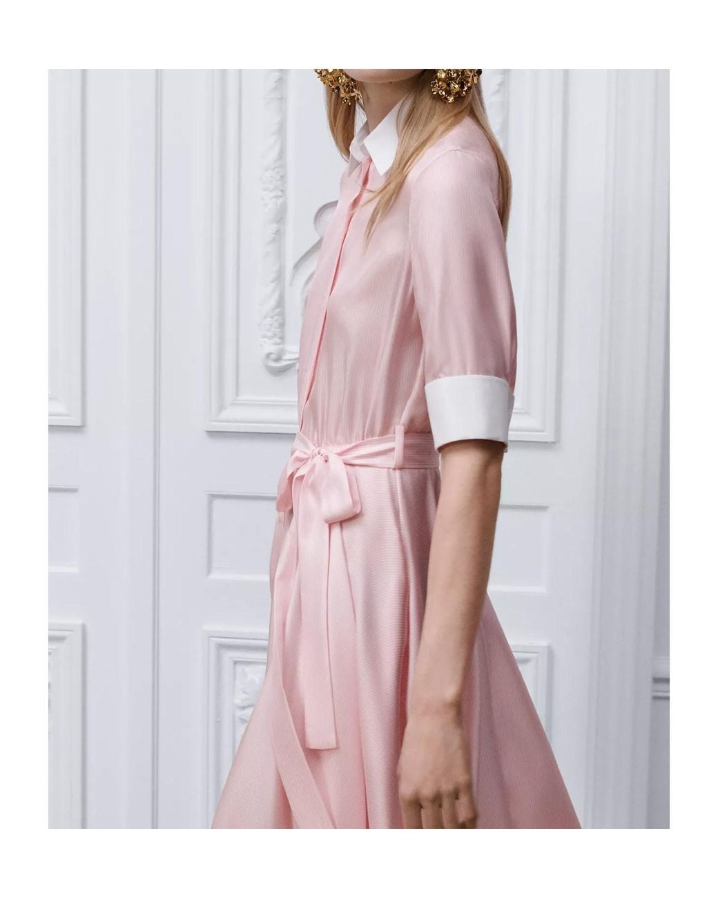 Dior Pink Iviera Mid-Length Belted Shirtdress
