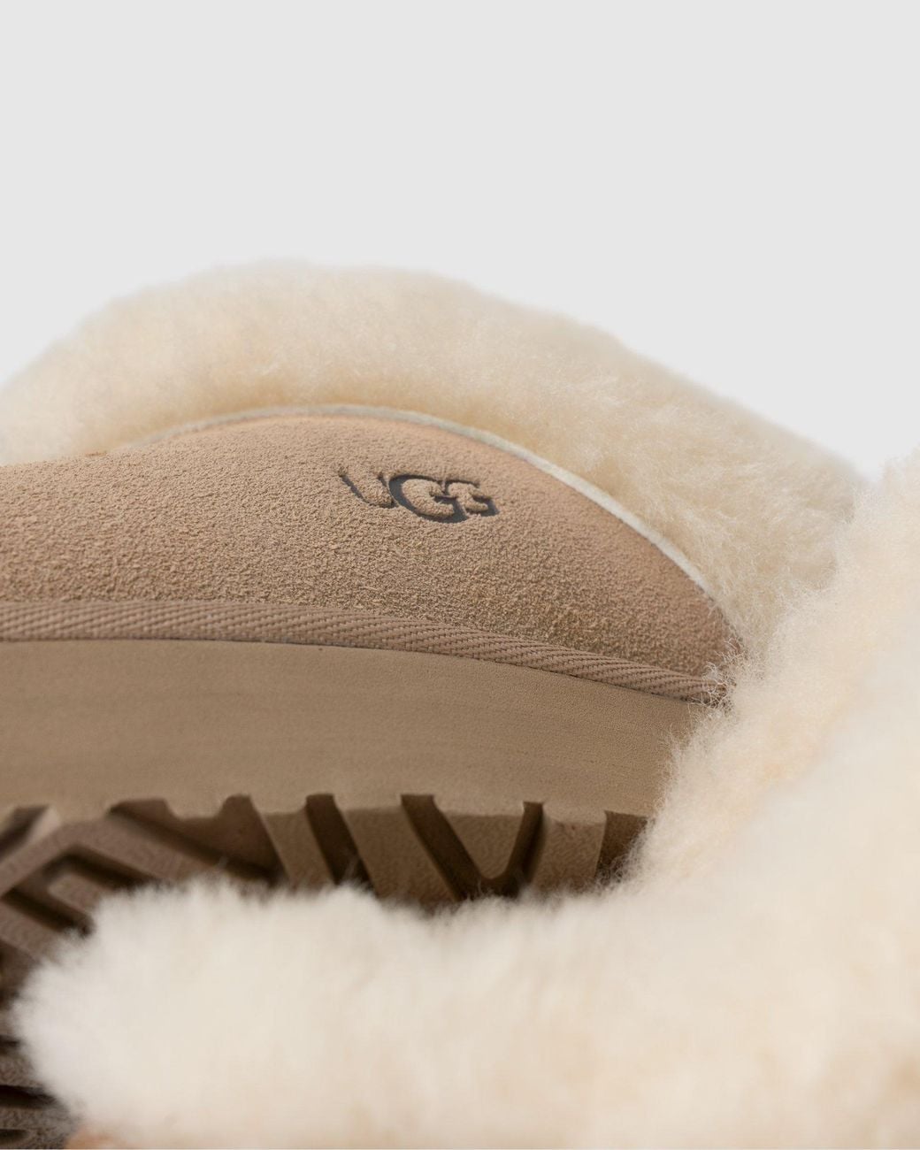 Ugg Brown Disquette Shearling Trim Flat Mules