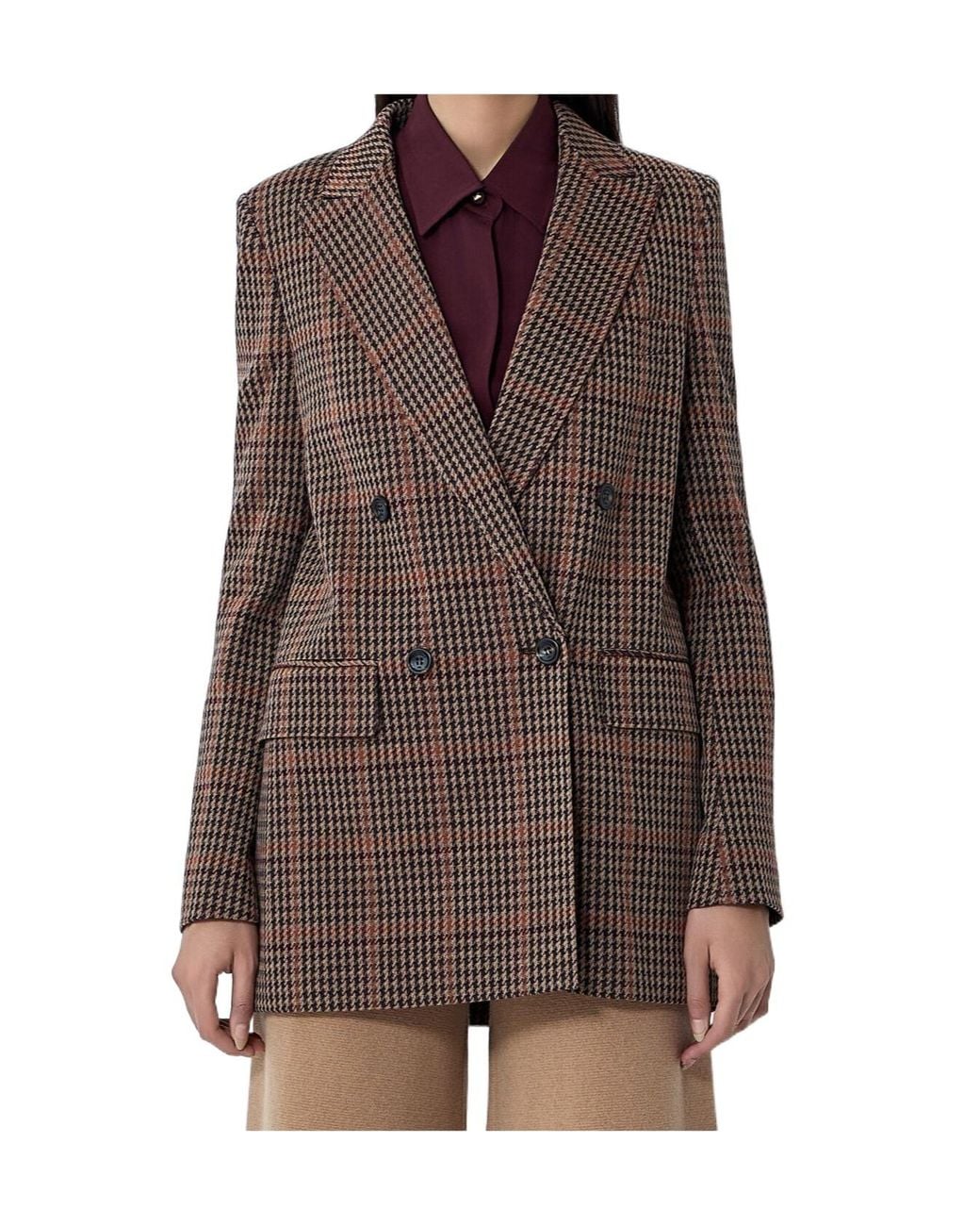 Max Mara Brown Guelfo Checked Blazer