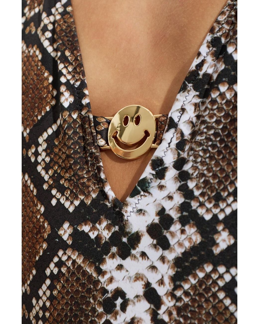 Moschino Brown Embossed One-Piece Swimsuit