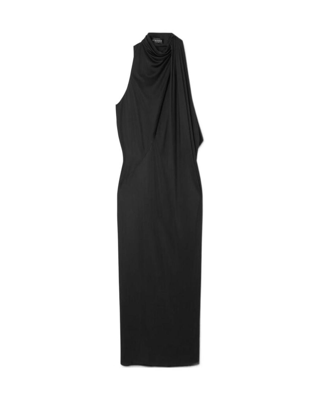 Versace Black Slashed Halterneck Sleeveless Midi Dress