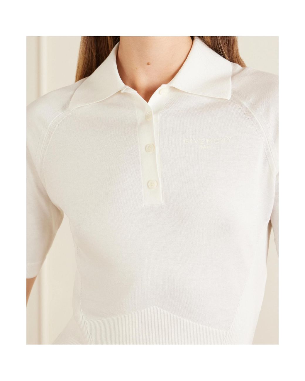 Givenchy White Polo En Maille À Design Côtelé